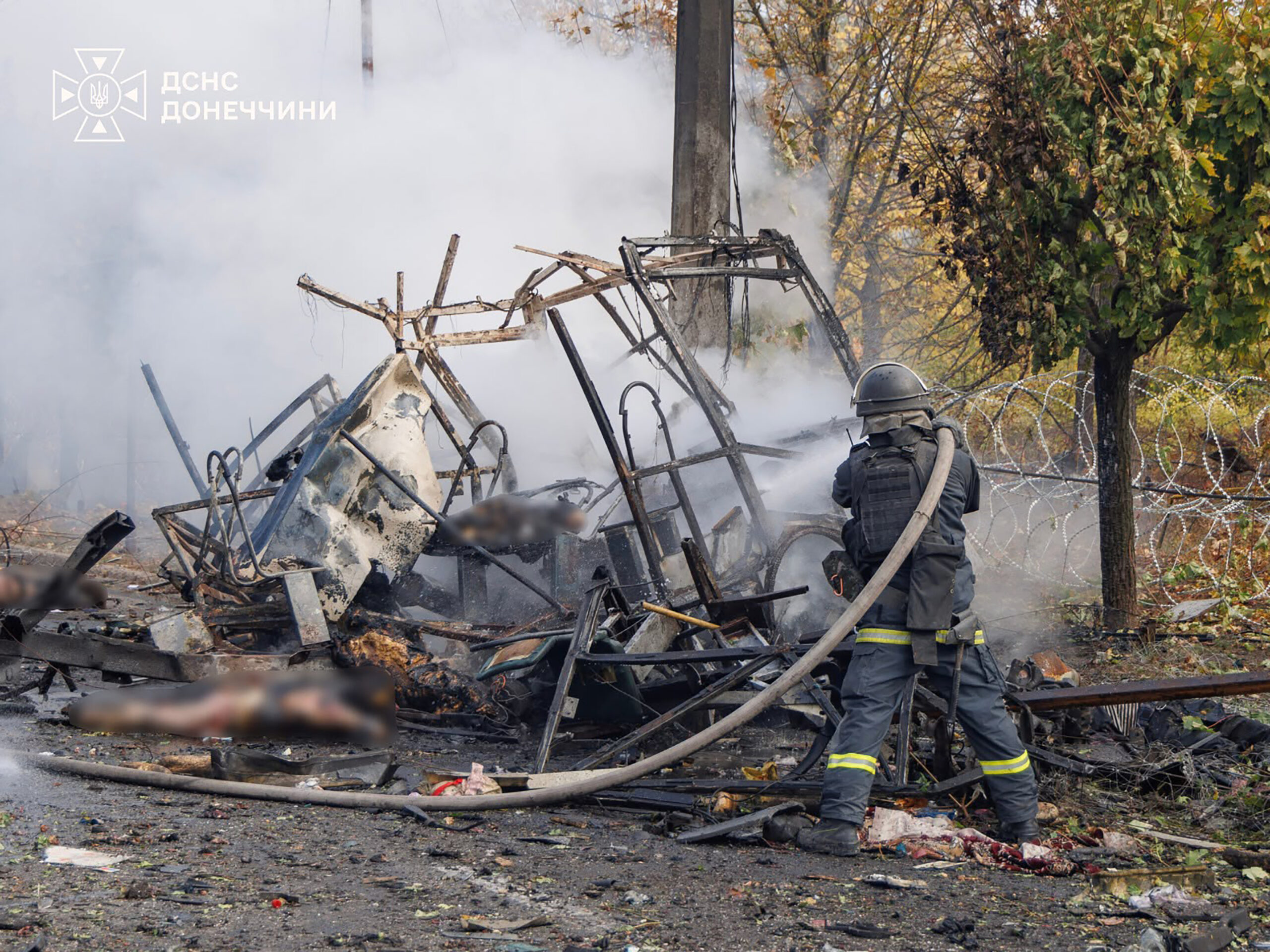 Russian strike on buses kills 30 in frontline Ukrainian city